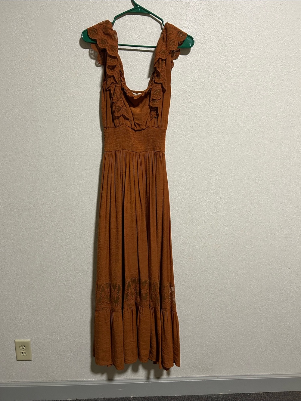 Rust Ruffle Maxi Dress - Women's Sleeveless Summer Dress